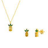 Pineapple Sterling Silver Necklace and Earring Set